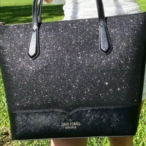 NWT Kate Spade Large Glitter Black Lola